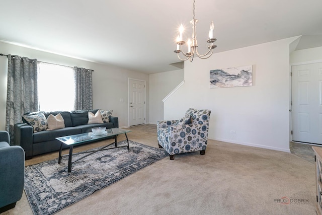 39862 Waterloo Dr, Beach Park, IL 60083 - carpeted living area with a chandelier and baseboards