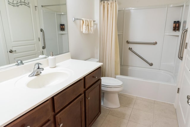 552 Autumn Cir, Pingree Grove, IL 60140 - bathroom with vanity, toilet, shower / tub combo, and tile patterned floors