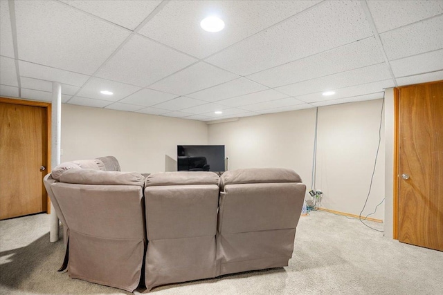 642 Dunham Rd, Gurnee, IL 60031 - carpeted living room featuring a paneled ceiling and recessed lighting