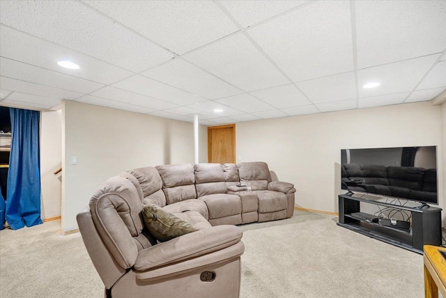 642 Dunham Rd, Gurnee, IL 60031 - living area with carpet, recessed lighting, a paneled ceiling, and baseboards