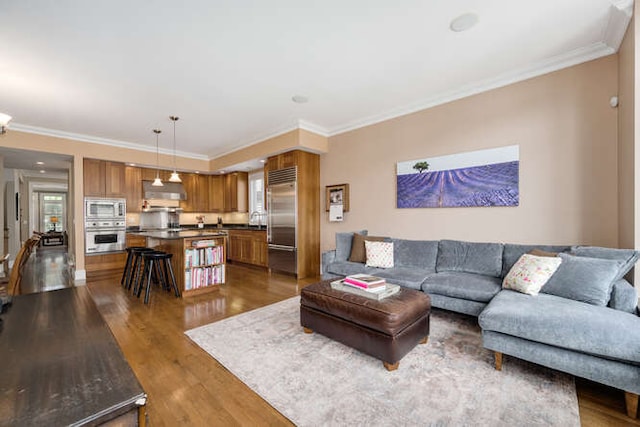 3329 N Bell Ave, Chicago, IL 60618 - living area with ornamental molding and wood finished floors