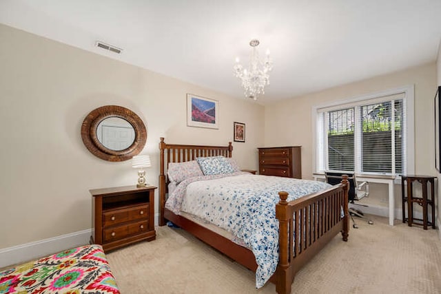 3329 N Bell Ave, Chicago, IL 60618 - bedroom featuring light colored carpet and a chandelier