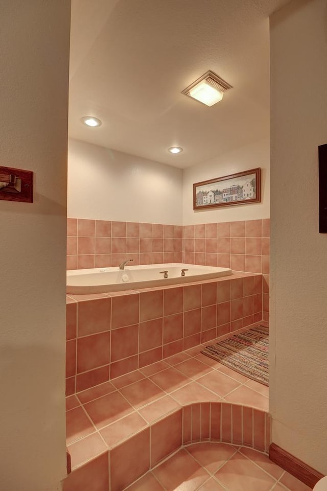 611 Marsha Ln, Rock Falls, IL 61071 - bathroom featuring a bath, tile patterned floors, and recessed lighting