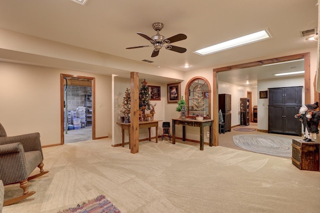 611 Marsha Ln, Rock Falls, IL 61071 - living room with ceiling fan, light colored carpet, and baseboards