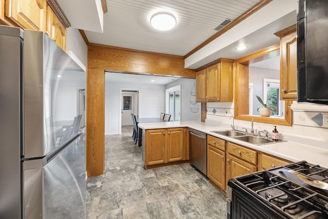 7308 W Lancaster Rd, Peoria, IL 61607 - kitchen with appliances with stainless steel finishes, a sink, plenty of natural light, and light countertops