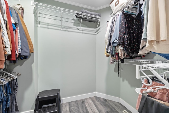 7308 W Lancaster Rd, Peoria, IL 61607 - walk in closet featuring wood finished floors