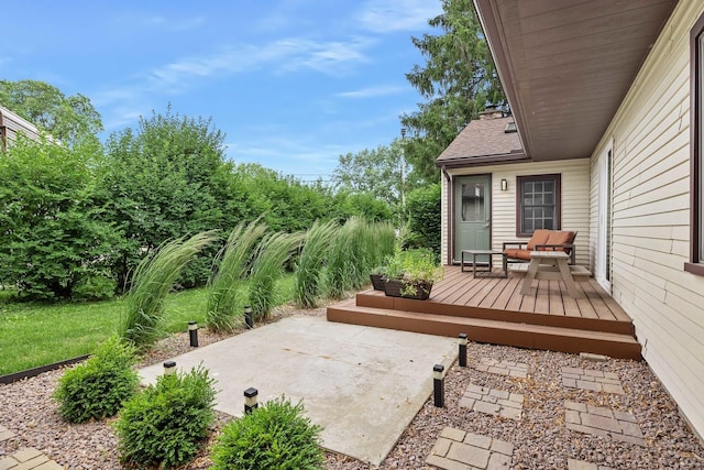 7308 W Lancaster Rd, Peoria, IL 61607 - view of patio / terrace with a wooden deck
