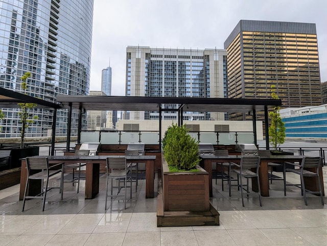 512 N Mcclurg Ct Unit 512, Chicago, IL 60611 - view of patio / terrace with a skyline view and a bar