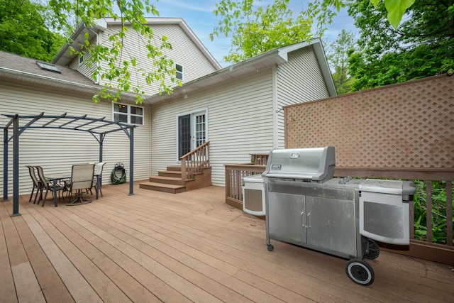 6809 Normandy Dr, Spring Grove, IL 60081 - wooden terrace with a pergola and outdoor dining area