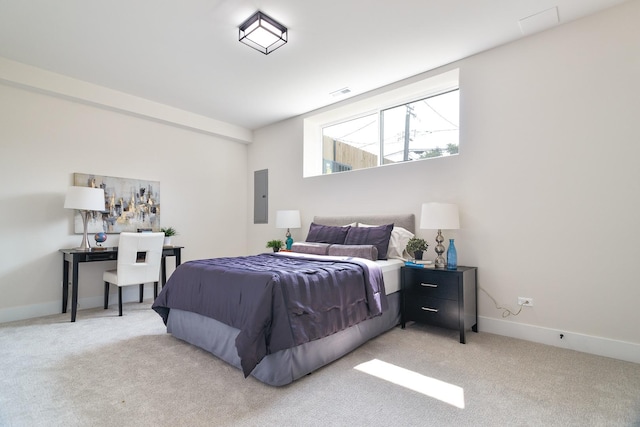 3450 N Central Ave, Chicago, IL 60634 - bedroom featuring electric panel, light colored carpet, and baseboards
