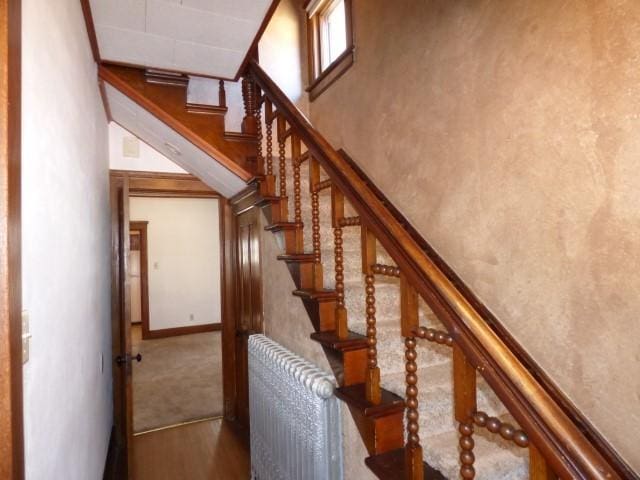516 Spring St, Galena, IL 61036 - stairs with a towering ceiling, wood finished floors, and baseboards