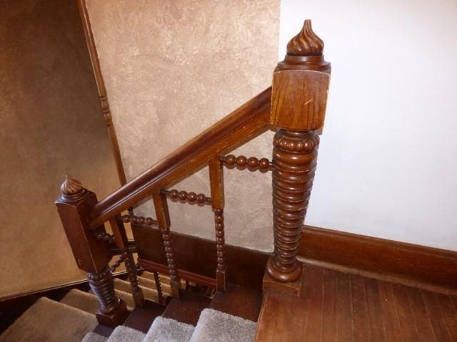 516 Spring St, Galena, IL 61036 - stairs with hardwood / wood-style floors and baseboards