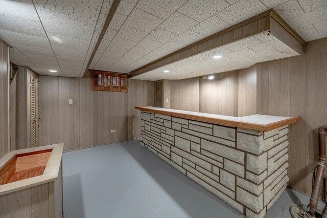 5651 N Osceola Ave, Chicago, IL 60631 - indoor dry bar with wooden walls and concrete flooring