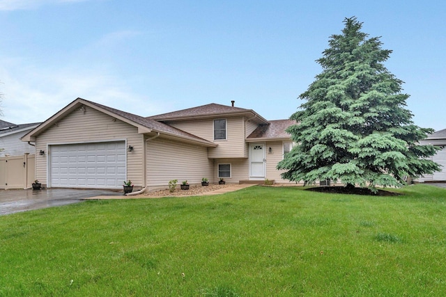 2111 Hastings Dr, Plainfield, IL 60586 - tri-level home with a garage, a front lawn, concrete driveway, and roof with shingles