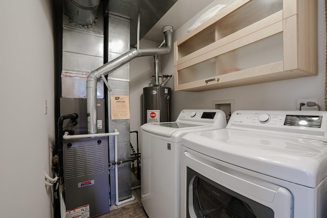 3503 Blue Ridge Ct, Carpentersville, IL 60110 - laundry room with independent washer and dryer, water heater, heating unit, and wood finished floors