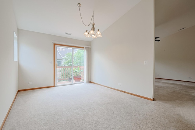 3503 Blue Ridge Ct, Carpentersville, IL 60110 - carpeted spare room featuring a chandelier and high vaulted ceiling