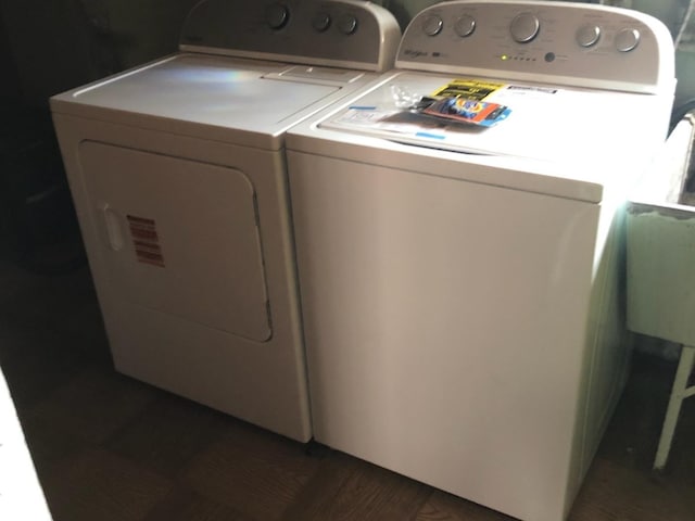 10324 S Sacramento Ave, Chicago, IL 60655 - laundry room with washer and dryer and dark wood finished floors