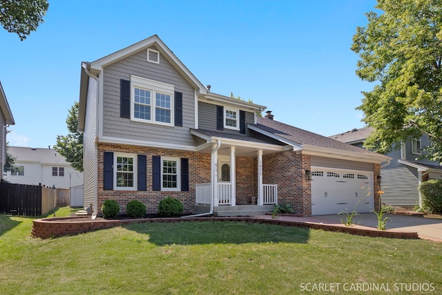 1630 Lois Ann Ln, Naperville, IL 60563 - view of front of property with brick siding, concrete driveway, a garage, and covered porch