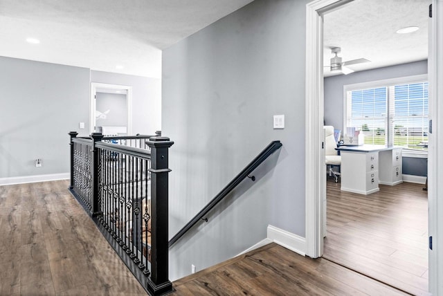 4 Emerald Crest Ct, Bloomington, IL 61705 - stairs featuring wood finished floors, recessed lighting, and ceiling fan
