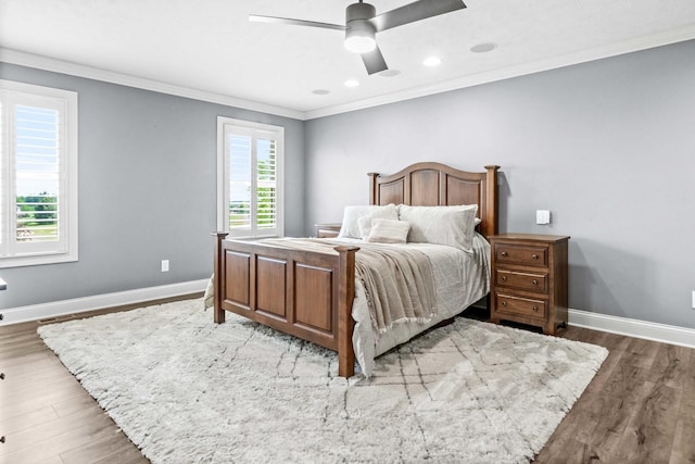 4 Emerald Crest Ct, Bloomington, IL 61705 - bedroom featuring crown molding, wood finished floors, a ceiling fan, and recessed lighting