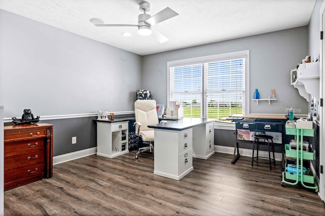 4 Emerald Crest Ct, Bloomington, IL 61705 - home office with a ceiling fan and dark wood finished floors