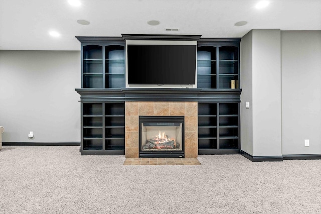 4 Emerald Crest Ct, Bloomington, IL 61705 - detailed view of carpet flooring, a fireplace, and recessed lighting