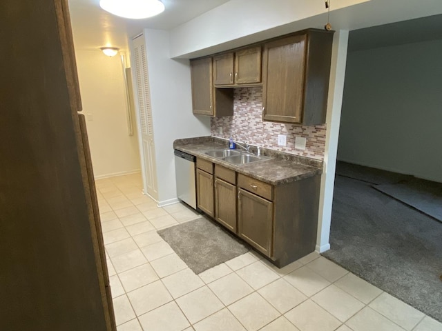 2356 Carnation Dr Unit 0, Crest Hill, IL 60403 - kitchen featuring a sink, dishwasher, light tile patterned floors, and decorative backsplash