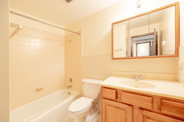6545 Main St Unit 408, Downers Grove, IL 60516 - full bathroom with toilet, shower / tub combination, vanity, and tile walls
