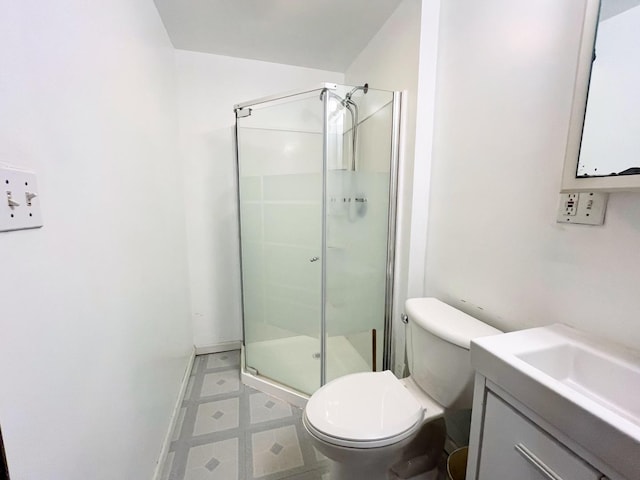 645 E Calhoun St, Woodstock, IL 60098 - full bath featuring vanity, a shower stall, and tile patterned floors