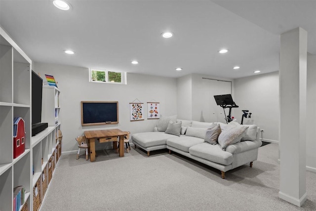 2133 Birchwood Ave, Wilmette, IL 60091 - living room with recessed lighting, carpet, and baseboards