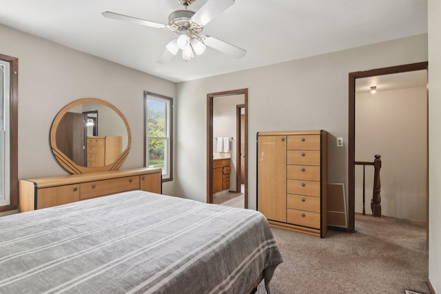 104 S Walnut Ln, Schaumburg, IL 60193 - bedroom with carpet floors, ensuite bath, and ceiling fan