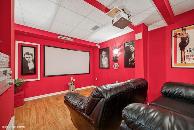 6 Valhalla Ct, Lake In The Hills, IL 60156 - home theater room with a drop ceiling and wood finished floors