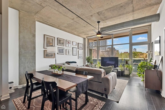 50 E 16th St Unit 312, Chicago, IL 60616 - dining area featuring ceiling fan and dark wood-type flooring