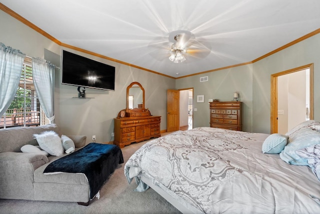 6099 Polo Club Dr, Yorkville, IL 60560 - bedroom featuring carpet flooring, ornamental molding, and a ceiling fan