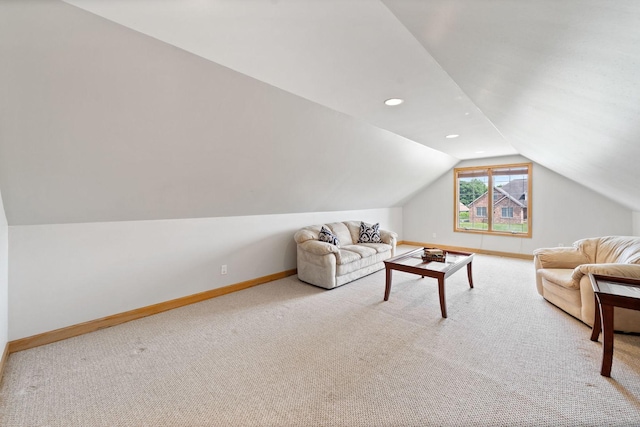 6099 Polo Club Dr, Yorkville, IL 60560 - carpeted living area with lofted ceiling and recessed lighting