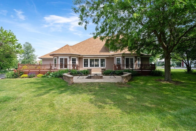 6099 Polo Club Dr, Yorkville, IL 60560 - back of property featuring a deck, a patio, a yard, and french doors