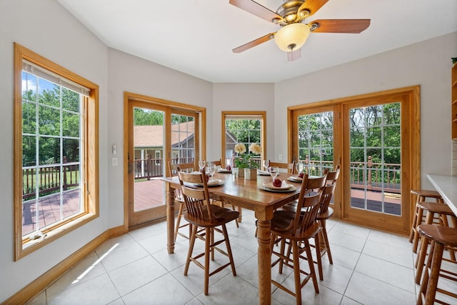 6099 Polo Club Dr, Yorkville, IL 60560 - dining space with light tile patterned floors and ceiling fan