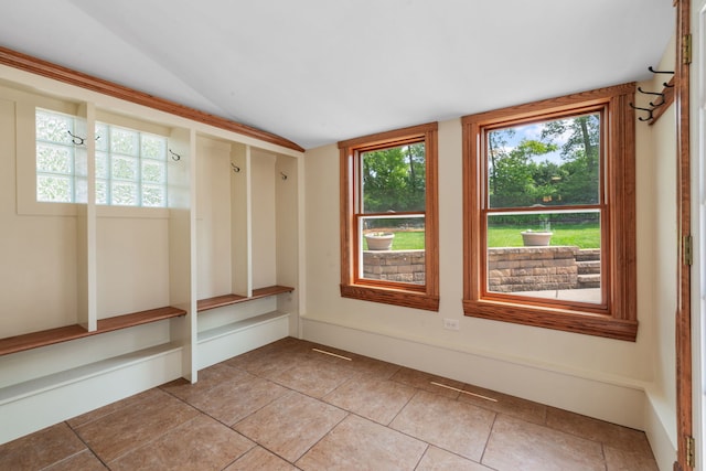 1616 Riverside Ave, Saint Charles, IL 60174 - mudroom featuring vaulted ceiling, healthy amount of natural light, and light tile patterned flooring