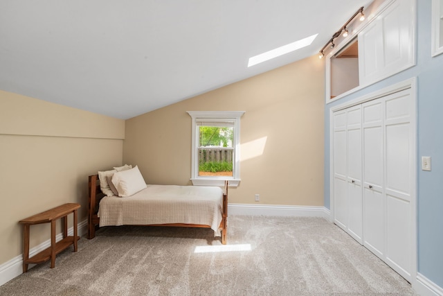 1616 Riverside Ave, Saint Charles, IL 60174 - carpeted bedroom featuring vaulted ceiling, a skylight, and a closet