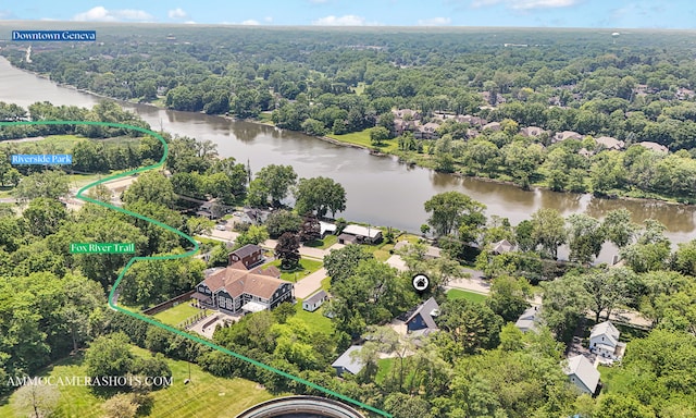1616 Riverside Ave, Saint Charles, IL 60174 - aerial overview of property's location featuring property boundaries highlighted and a large body of water
