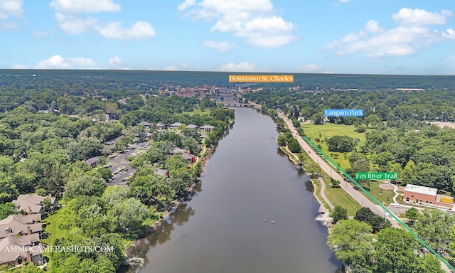 1616 Riverside Ave, Saint Charles, IL 60174 - aerial overview of property's location featuring a nearby body of water and property parcel outlined