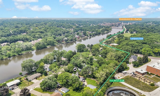 1616 Riverside Ave, Saint Charles, IL 60174 - aerial view of property and surrounding area with a nearby body of water and property boundaries highlighted