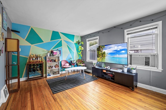 475 S Edison Ave, Elgin, IL 60123 - office area with hardwood / wood-style floors, an accent wall, and cooling unit