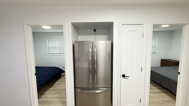 532 W 27th St, Chicago, IL 60616 - kitchen with freestanding refrigerator and light wood-style floors