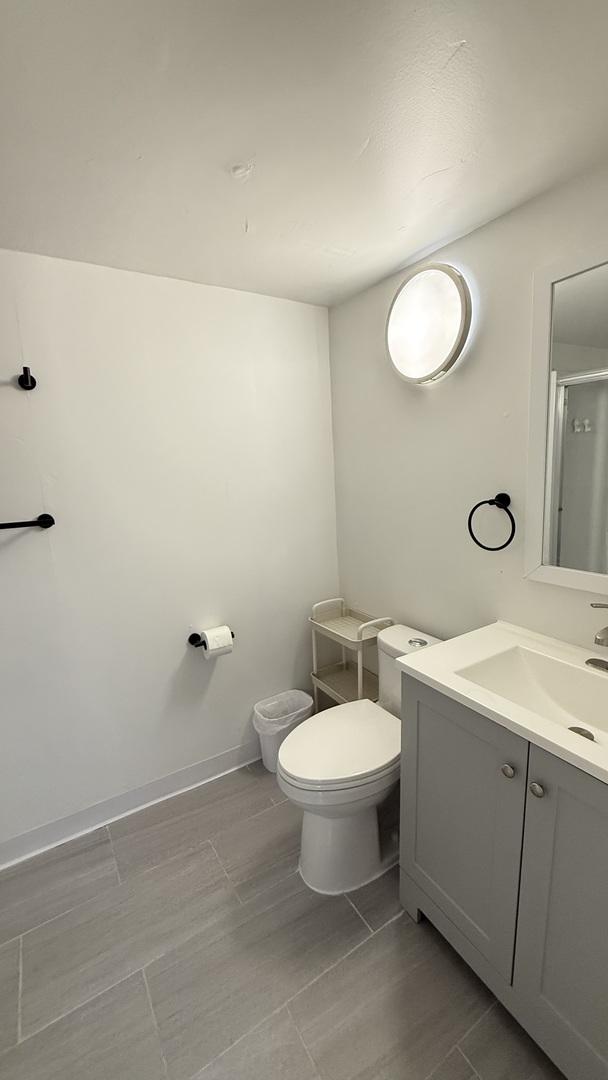 532 W 27th St, Chicago, IL 60616 - full bathroom featuring toilet, vanity, and a shower with shower door