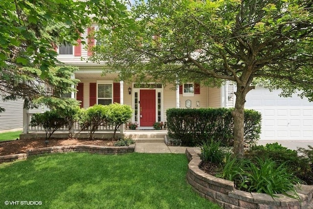 2746 Middleton Ct, Aurora, IL 60503 - obstructed view of property featuring a porch, a front yard, and an attached garage