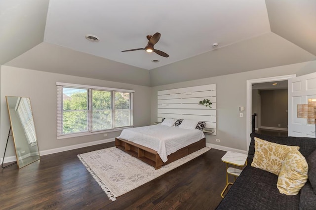 6205 Brookridge Dr, Plainfield, IL 60586 - bedroom featuring lofted ceiling, wood finished floors, baseboards, and a ceiling fan