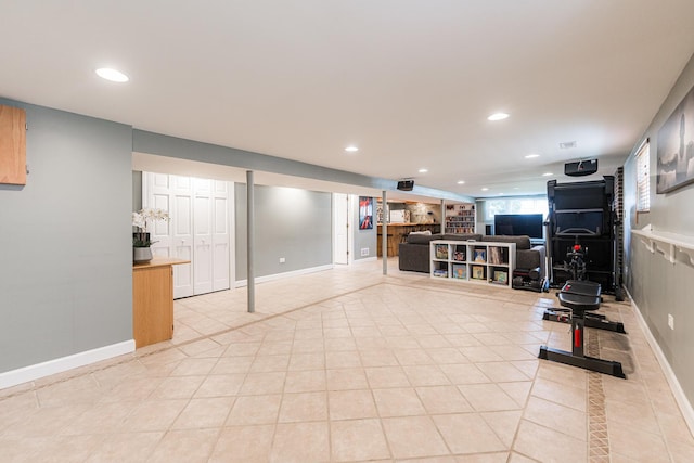 7141 W 72nd St, Chicago, IL 60638 - exercise room with recessed lighting and light tile patterned floors