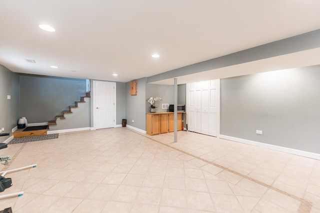 7141 W 72nd St, Chicago, IL 60638 - finished basement featuring recessed lighting and stairs
