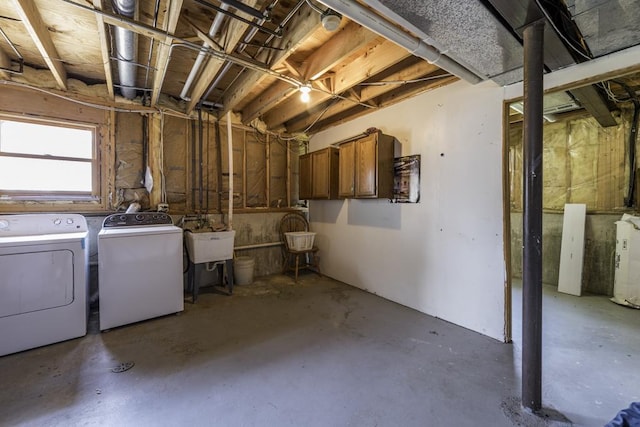 33061 N Rolling Hills Rd, Grayslake, IL 60030 - below grade area with washer and clothes dryer, a sink, and water heater